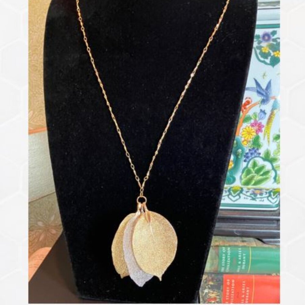 Handcrafted Gold-tone and -Silver-tone "Seasons" Necklace of Shimmering …